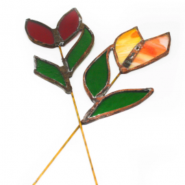 Vitropía - Flor de vidrio y cobre dos pétalos ideal para tus plantas