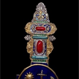 Artesanía Mori - Cruz de Orfebrería en cristal, plata y oro